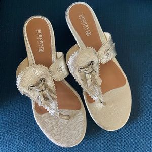 Sperry Topsider platinum wedge tassel sandal - 9